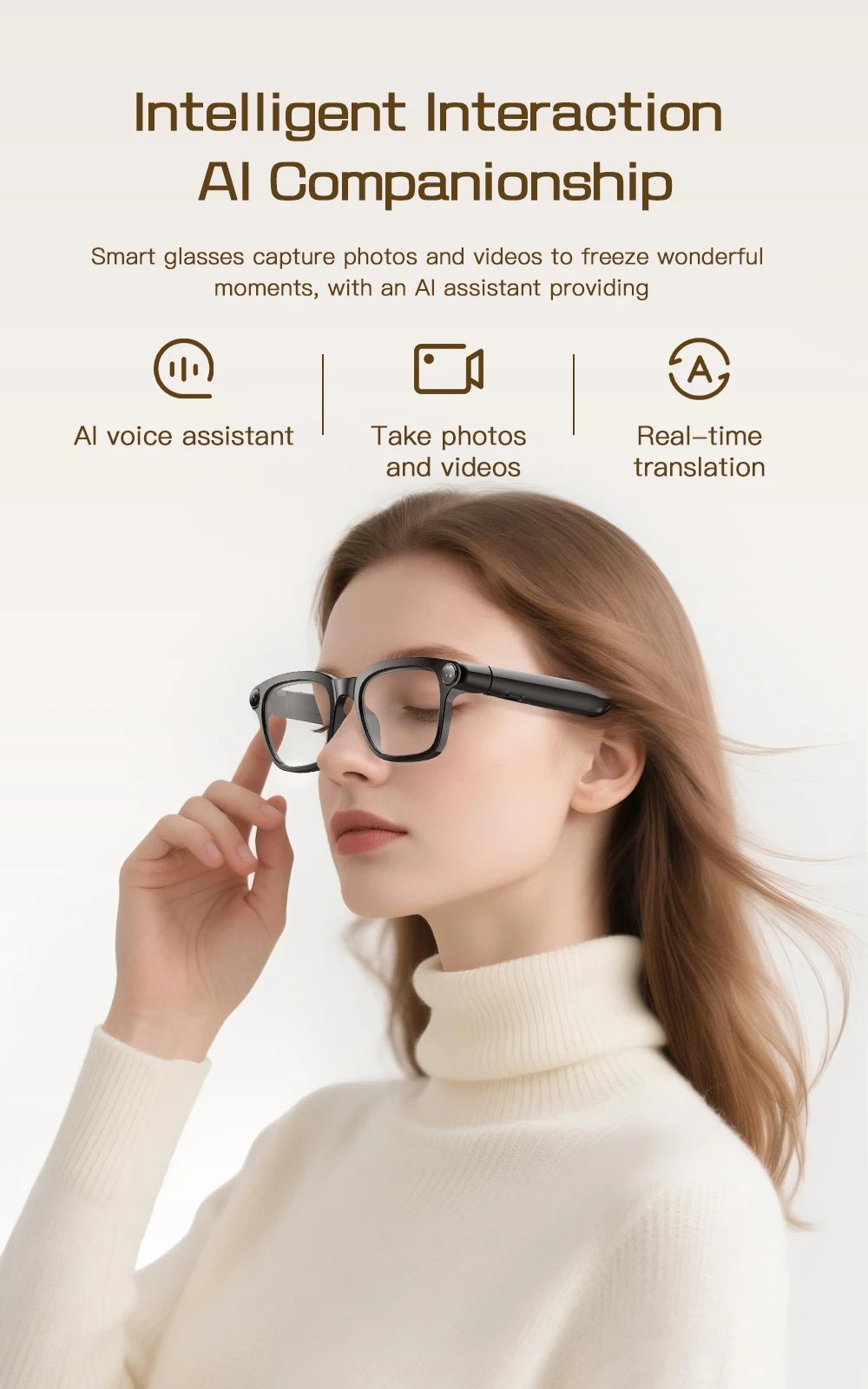 2026 New AI Real Time Translation Smart Glasses 800W Pixel Anti-shake Camera Video Recorder Dual Mic Noise Cancel Sunglasses Men
