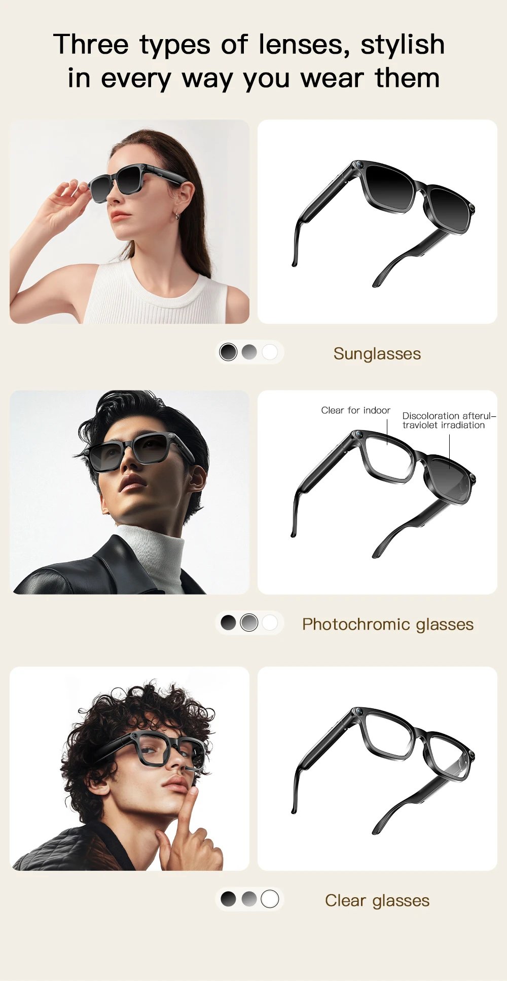 2026 New AI Real Time Translation Smart Glasses 800W Pixel Anti-shake Camera Video Recorder Dual Mic Noise Cancel Sunglasses Men