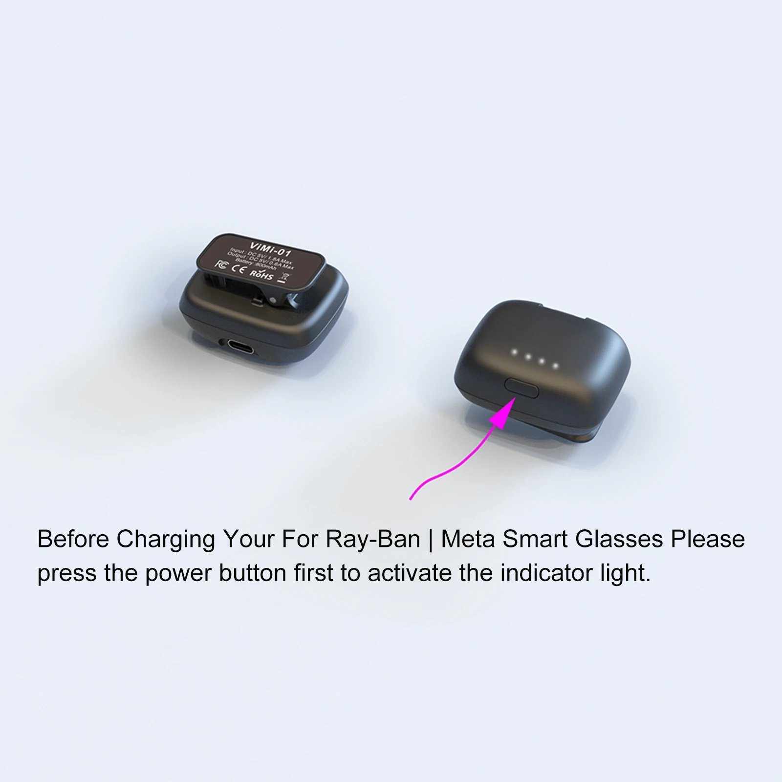 Portable Charging Dock 800mAh Glasses Charger Travel-Friendly Design Power Supply Accessories Suitable for Meta Smart Glasses