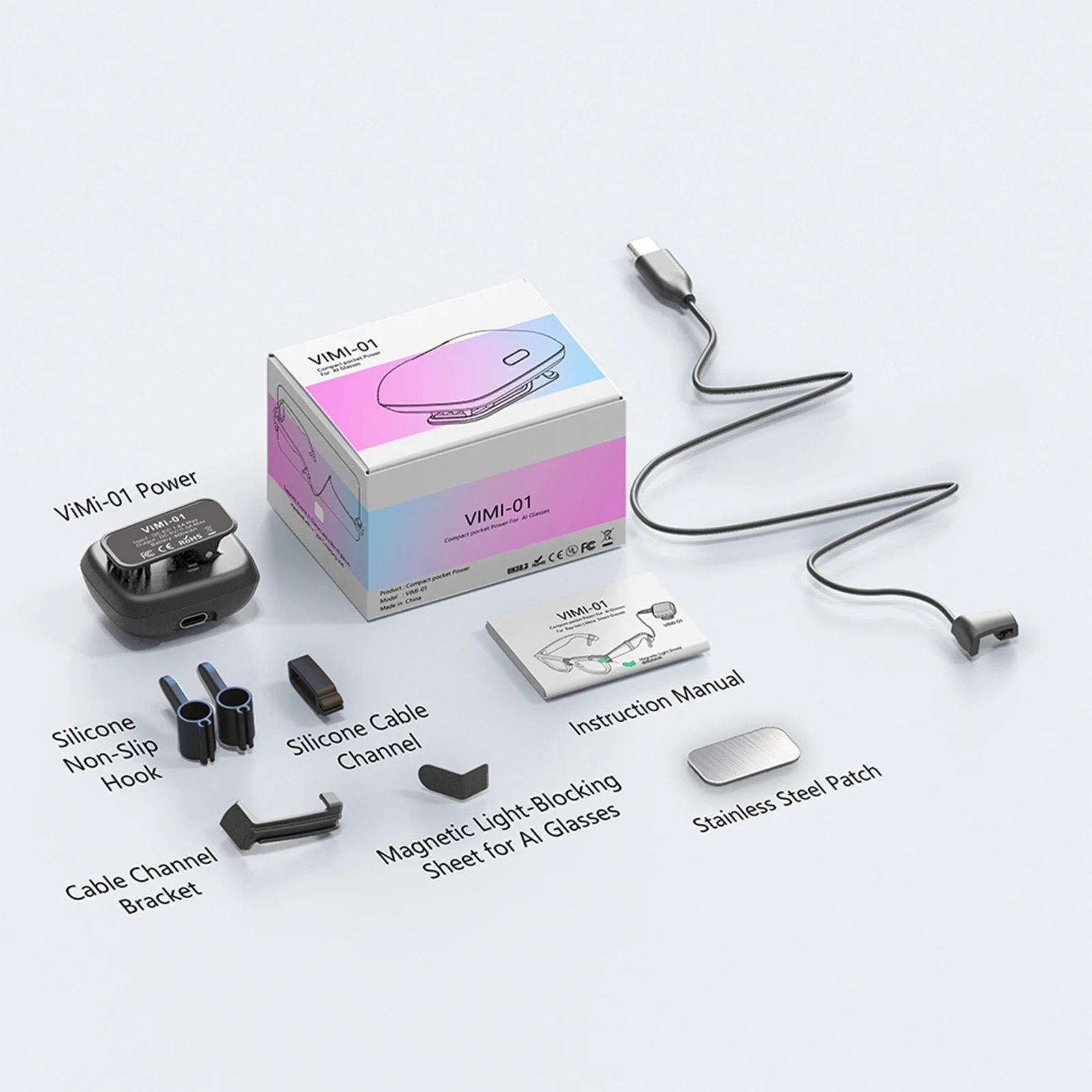 Portable Charging Dock 800mAh Glasses Charger Travel-Friendly Design Power Supply Accessories Suitable for Meta Smart Glasses