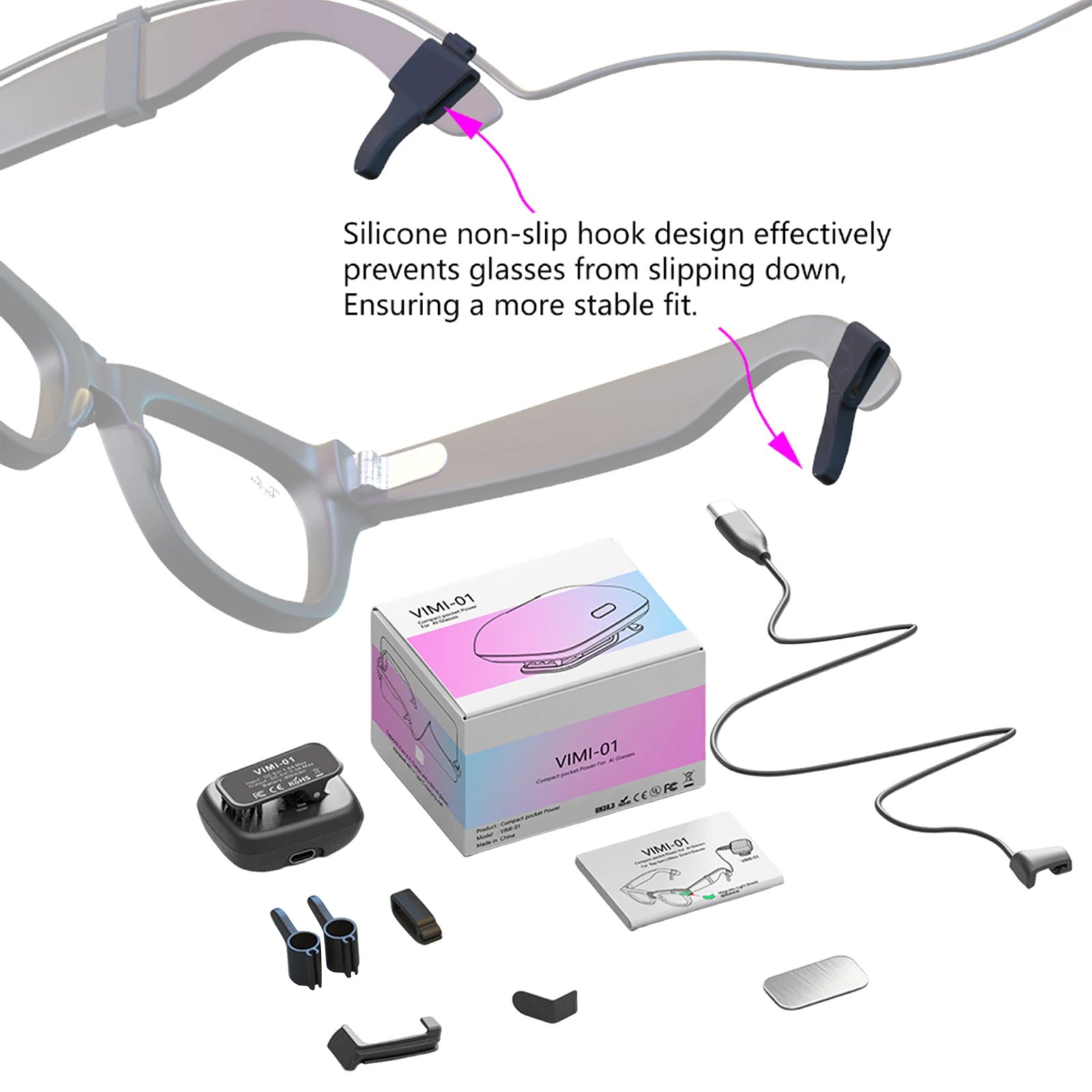 Portable Charging Dock 800mAh Glasses Charger Travel-Friendly Design Power Supply Accessories Suitable for Meta Smart Glasses