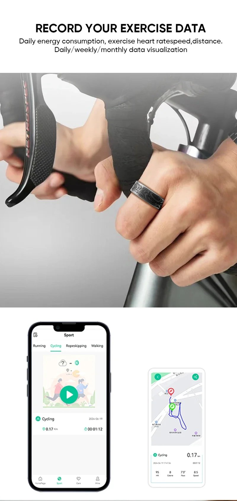 Smart Ring Heart Rate Blood Pressure Blood Oxygen Sleep Monitoring Step Counting Activity Tracking Family Friends Sharing Ring