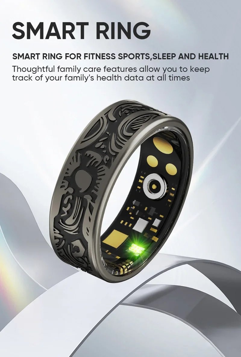 Smart Ring Heart Rate Blood Pressure Blood Oxygen Sleep Monitoring Step Counting Activity Tracking Family Friends Sharing Ring