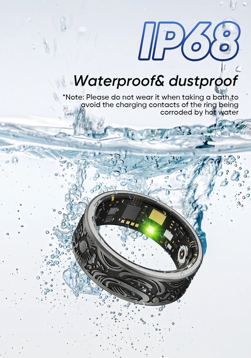 Smart Ring Heart Rate Blood Pressure Blood Oxygen Sleep Monitoring Step Counting Activity Tracking Family Friends Sharing Ring