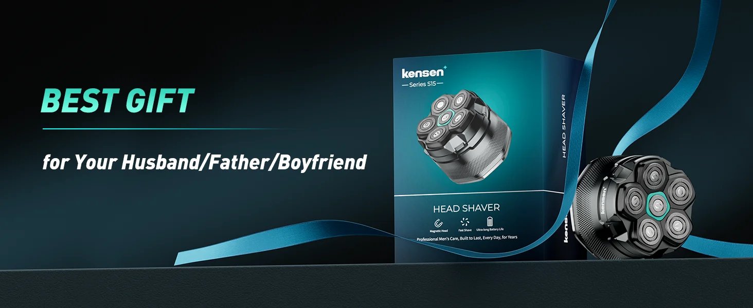 KENSEN Electric Head Shaver for Bald Men 6D Magnetic Razor Hair Trimmer USB Rechargeable LED Display Wet/Dry Shave Beard Shaver