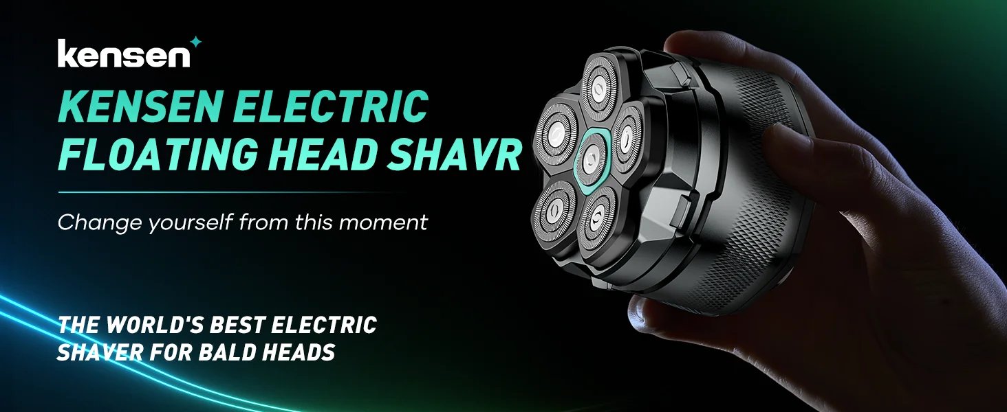 KENSEN Electric Head Shaver for Bald Men 6D Magnetic Razor Hair Trimmer USB Rechargeable LED Display Wet/Dry Shave Beard Shaver