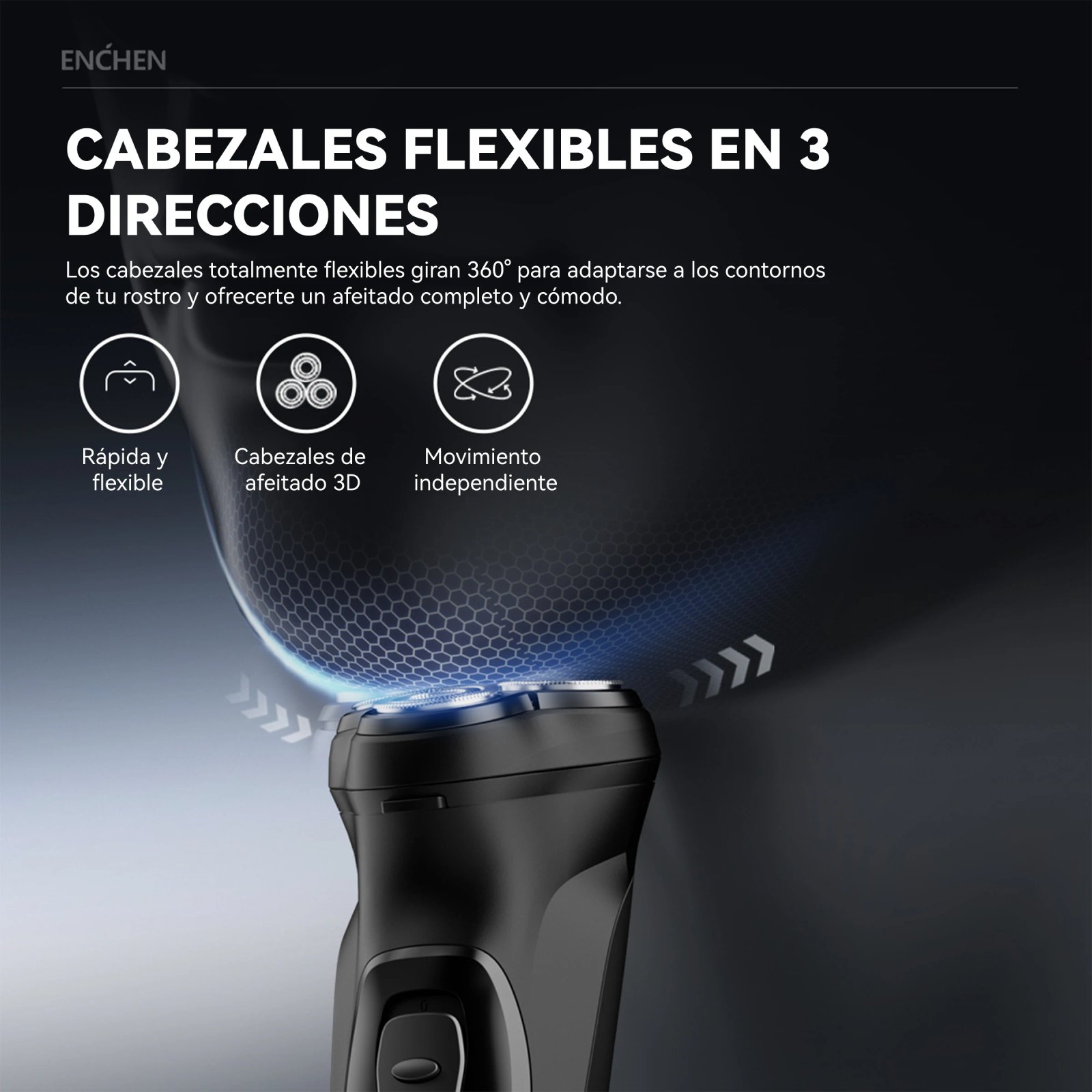 Enchen Blackstone-C Electric Rotary Shaver for Men with 3D Floating Blades, Washable, USB Type-C Rechargeable
