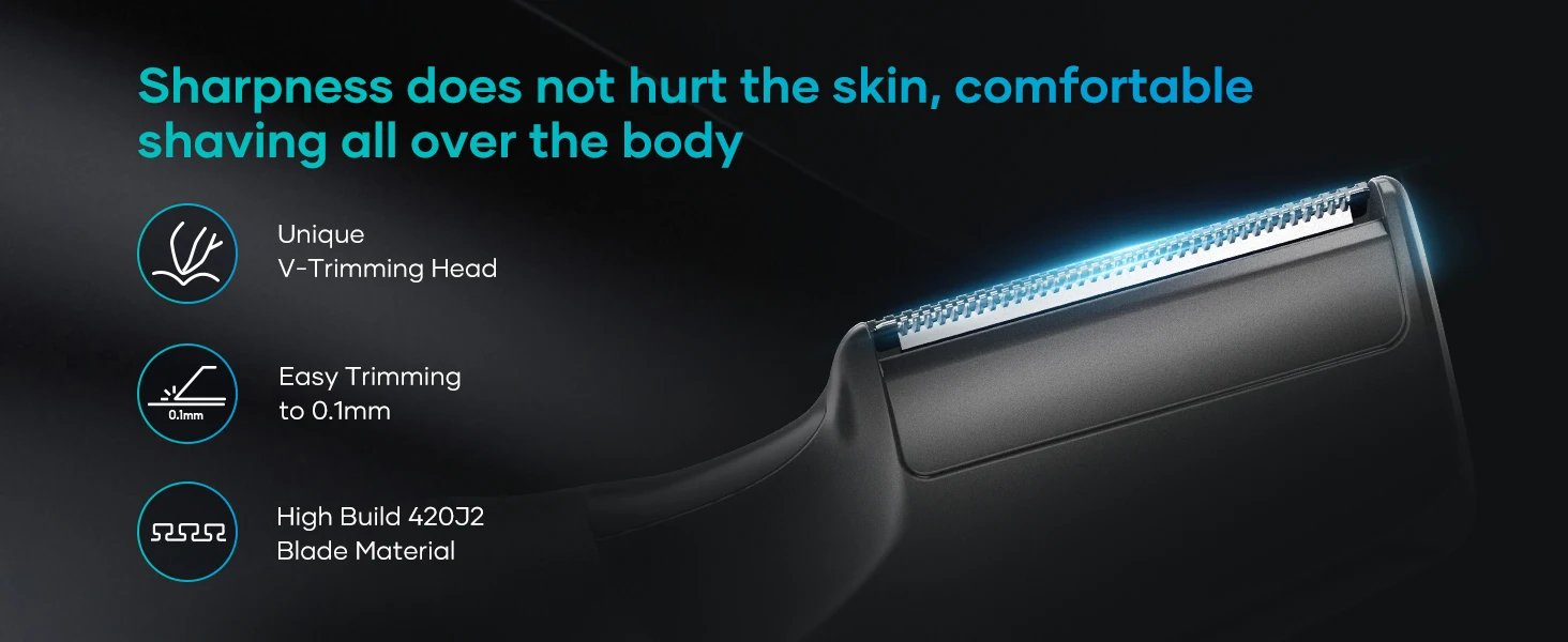 Kensen S6 Body Hair Trimmer for Men Electric Hair Groomer IPX5 Waterproof 6800 RPM Hair Cutting Machine Groin Pubic Hair Clipper