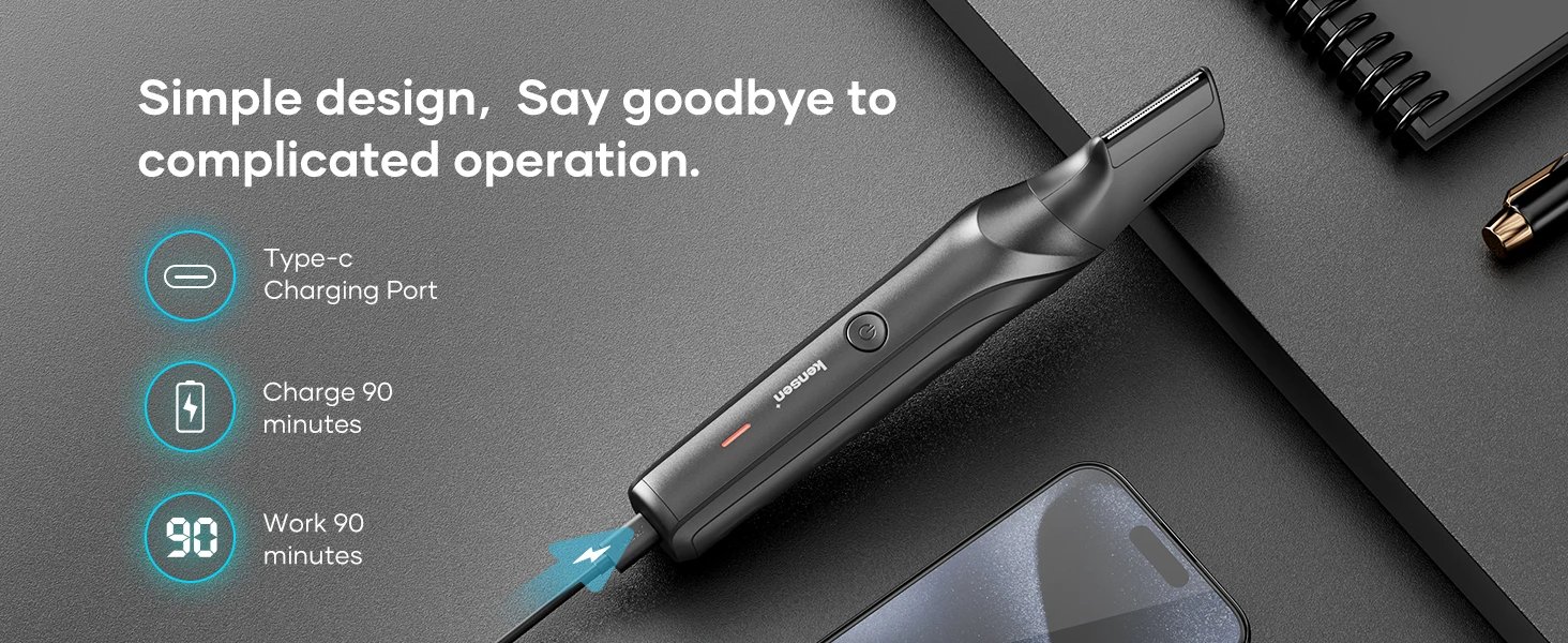 Kensen S6 Body Hair Trimmer for Men Electric Hair Groomer IPX5 Waterproof 6800 RPM Hair Cutting Machine Groin Pubic Hair Clipper