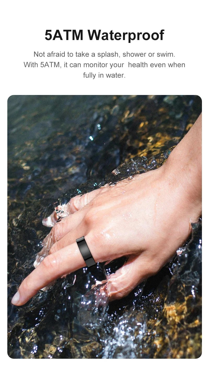 R09 Smart Ring Health Monitor With Charging Case,Heart Rate Blood Oxygen Skin Temperature,5ATM Waterproof For Phones
