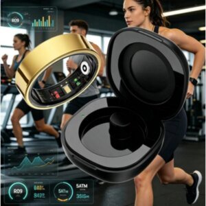 R09 Smart Ring Health Monitor With Charging Case,Heart Rate Blood Oxygen Skin Temperature,5ATM Waterproof For Phones