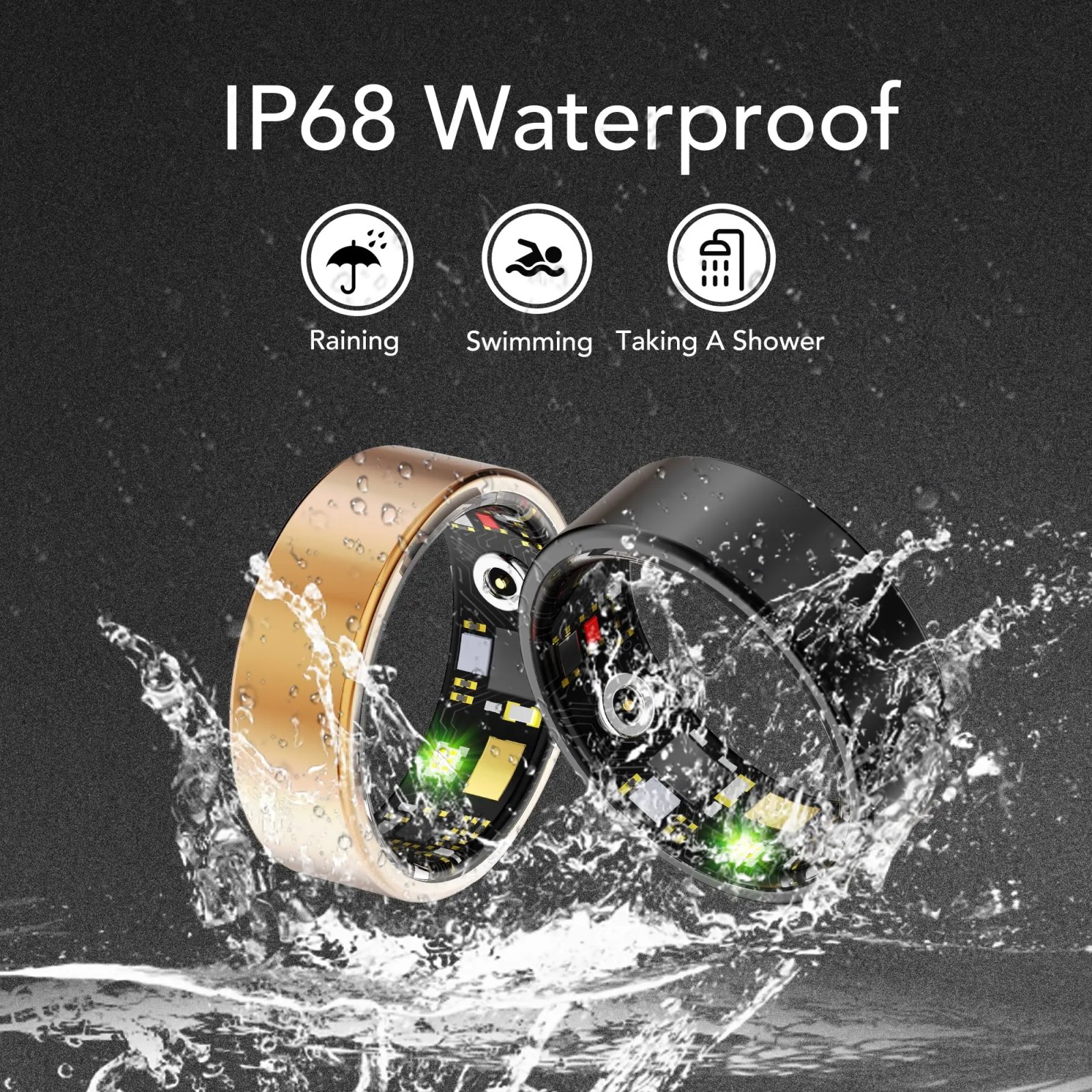 Health Smart Ring for Women Men Fitness Heart Rate Blood Oxygen Sleep Step Monitor Tracker