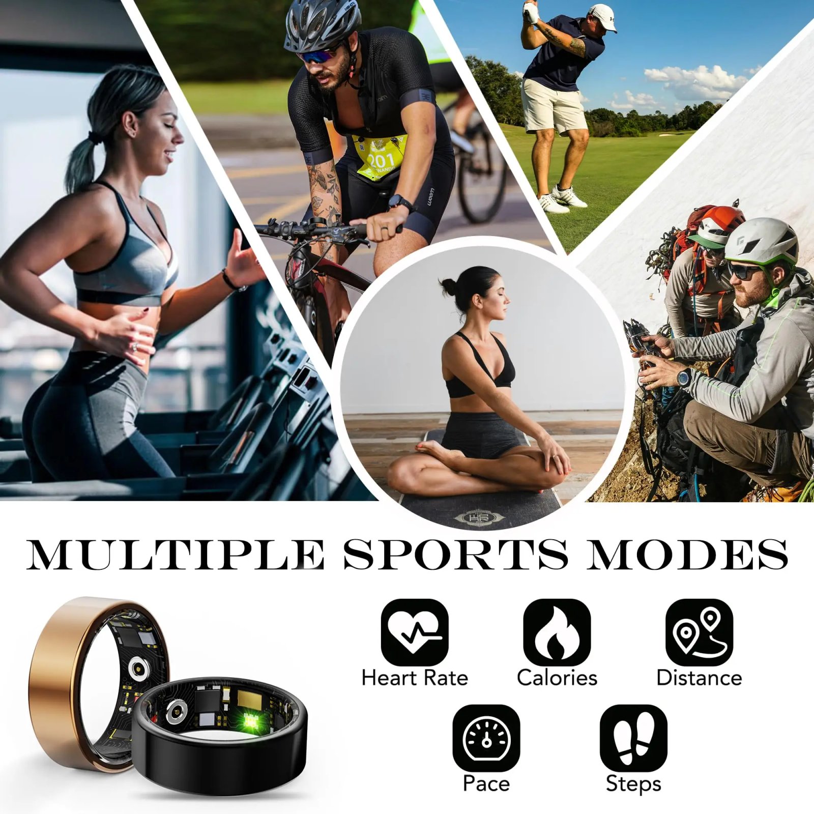 Health Smart Ring for Women Men Fitness Heart Rate Blood Oxygen Sleep Step Monitor Tracker