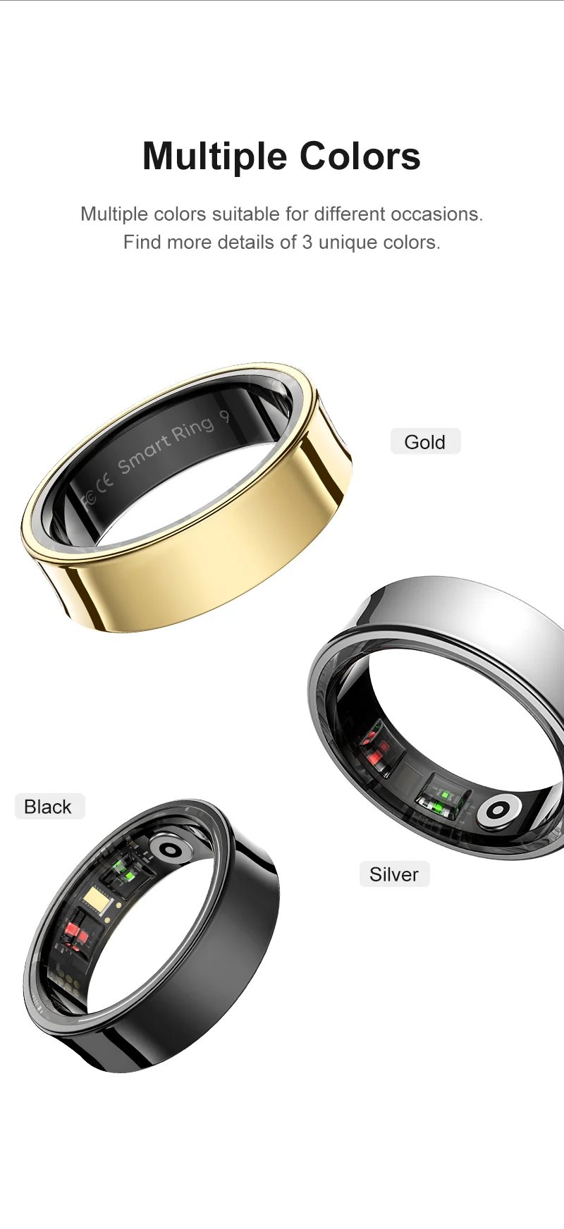 R09 Smart Ring Multifunctional Health Tracker With Charging Case,5ATM Waterproof For Android iOS Men Women