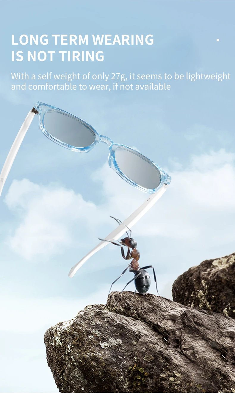 Bluetooth 5.4 Smart Glasses GS03 AI Translation Navigation Open Ear Headphones with UV400 Protection for Outdoor Travel