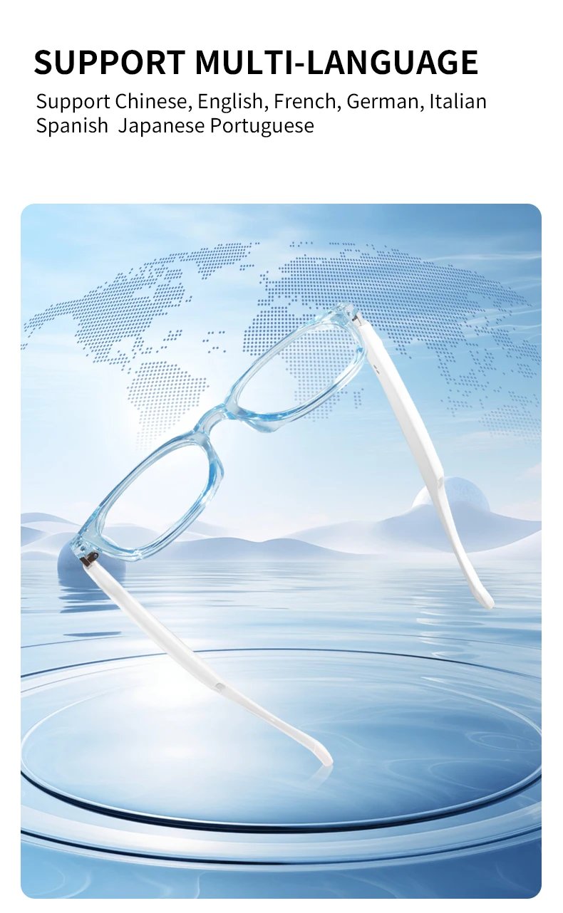 Bluetooth 5.4 Smart Glasses GS03 AI Translation Navigation Open Ear Headphones with UV400 Protection for Outdoor Travel