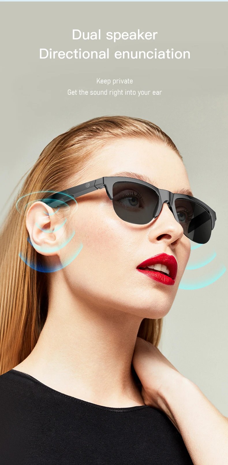Smart Audio Glasses Bluetooth V5.3 Sunglasses HIFI Headset Hands-Free Call Anti-UV Outdoor Sports Anti-touch For Men Women