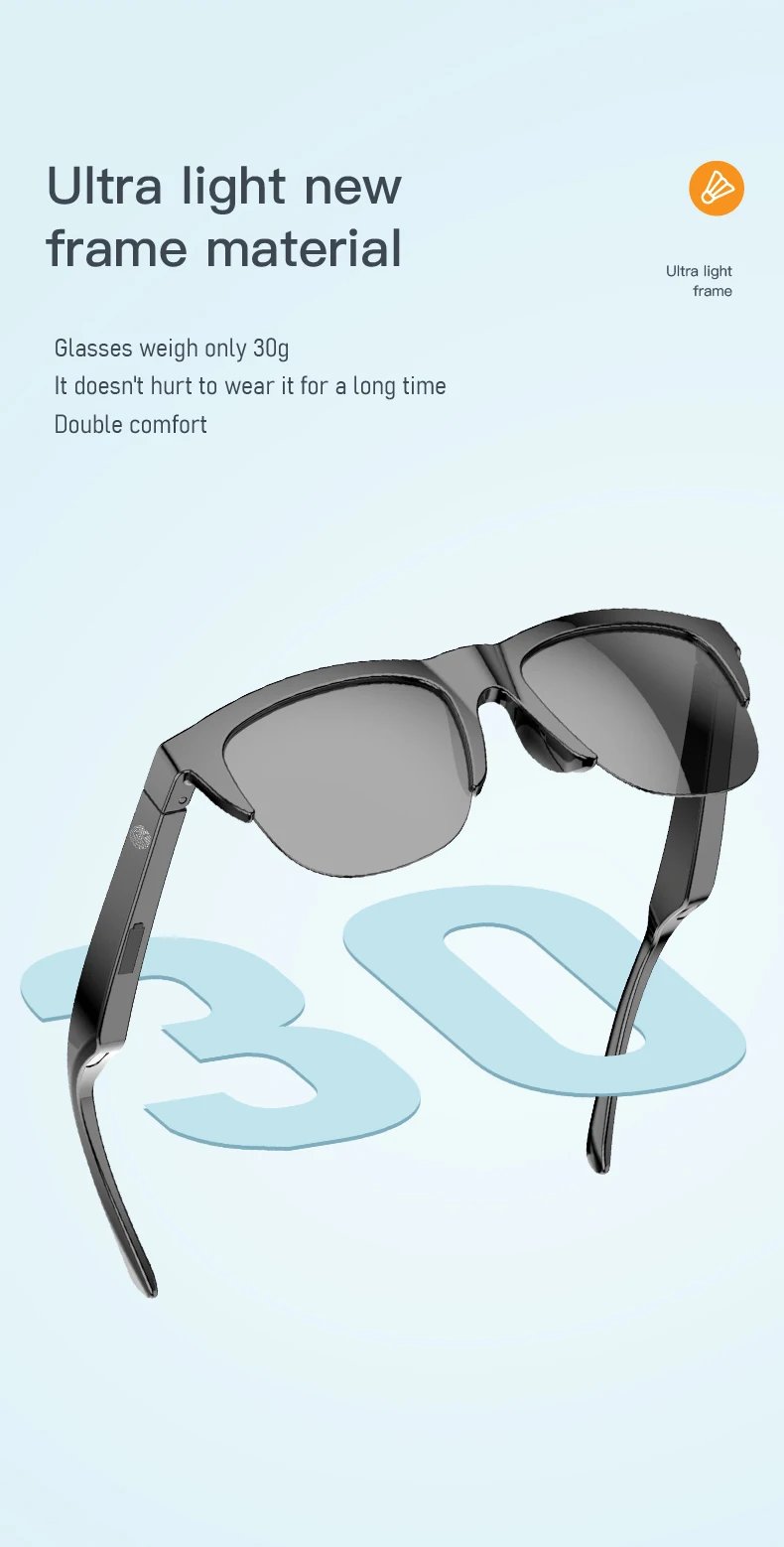 Smart Audio Glasses Bluetooth V5.3 Sunglasses HIFI Headset Hands-Free Call Anti-UV Outdoor Sports Anti-touch For Men Women