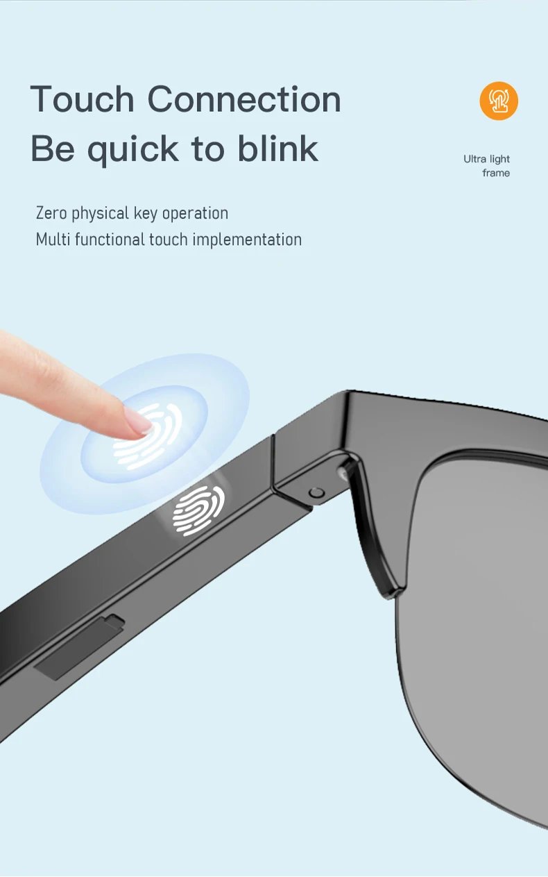 Smart Audio Glasses Bluetooth V5.3 Sunglasses HIFI Headset Hands-Free Call Anti-UV Outdoor Sports Anti-touch For Men Women