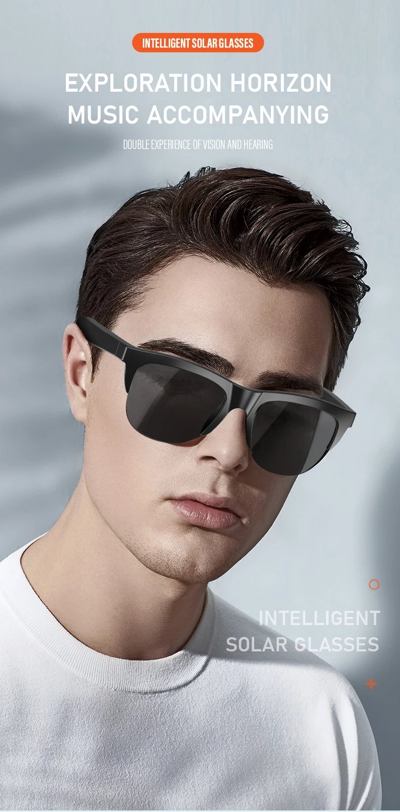 Smart Audio Glasses Bluetooth V5.3 Sunglasses HIFI Headset Hands-Free Call Anti-UV Outdoor Sports Anti-touch For Men Women