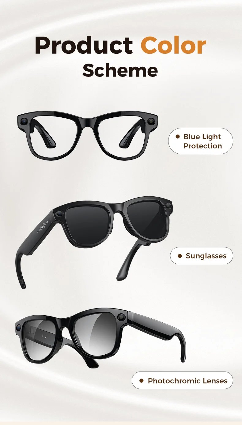 AI Smart Glasses 800W HD Pixel Camera Video Recording Outdoor Sport Sunglasses ChatGpt Translation Voice Call Bluetooth glasses