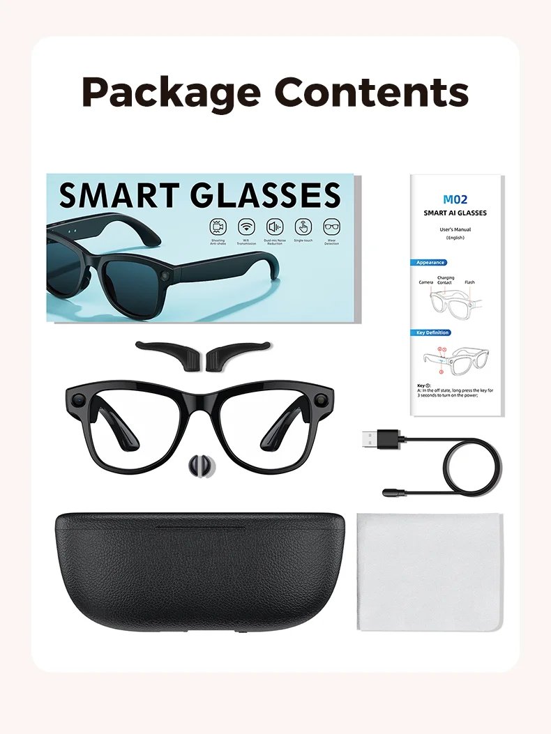 AI Smart Glasses 800W HD Pixel Camera Video Recording Outdoor Sport Sunglasses ChatGpt Translation Voice Call Bluetooth glasses