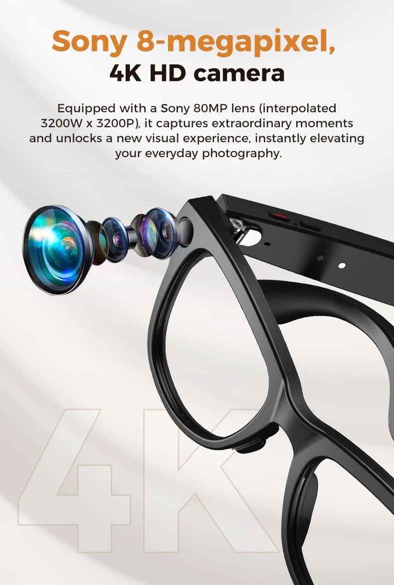 AI Smart Glasses 800W HD Pixel Camera Video Recording Outdoor Sport Sunglasses ChatGpt Translation Voice Call Bluetooth glasses