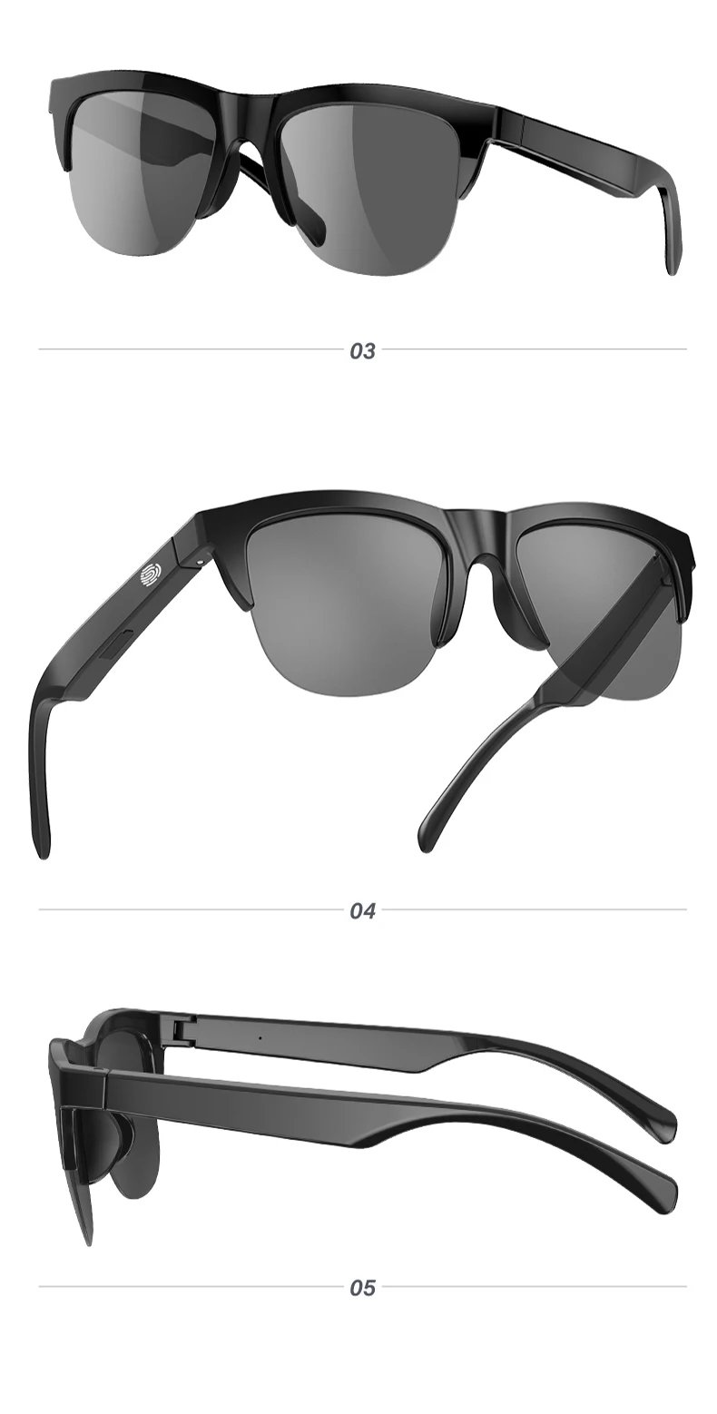 Smart Bluetooth V5.3 Sunglasses Glasses Call Outdoor Sports Headphones HIFI Black Technology Anti-touch UV For Men And Women