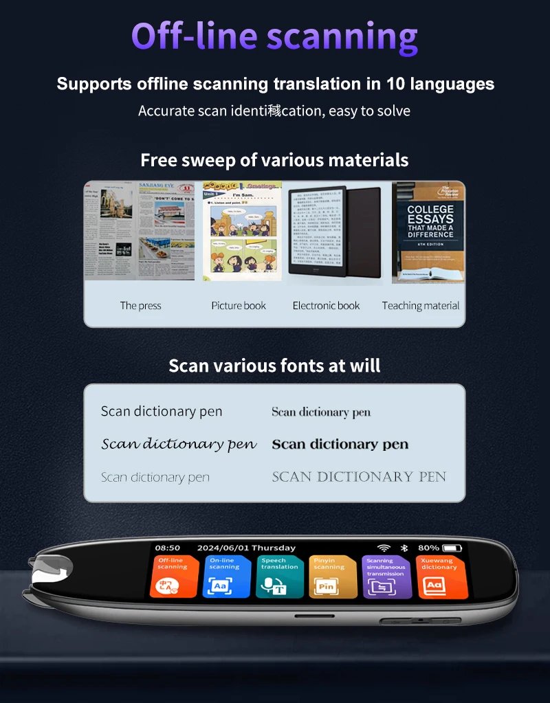 Translation Pen Scanner Reading Pen 142 Translation pens Ai pen Text Speech Smart Recording Pen Voice Text Extract Translator