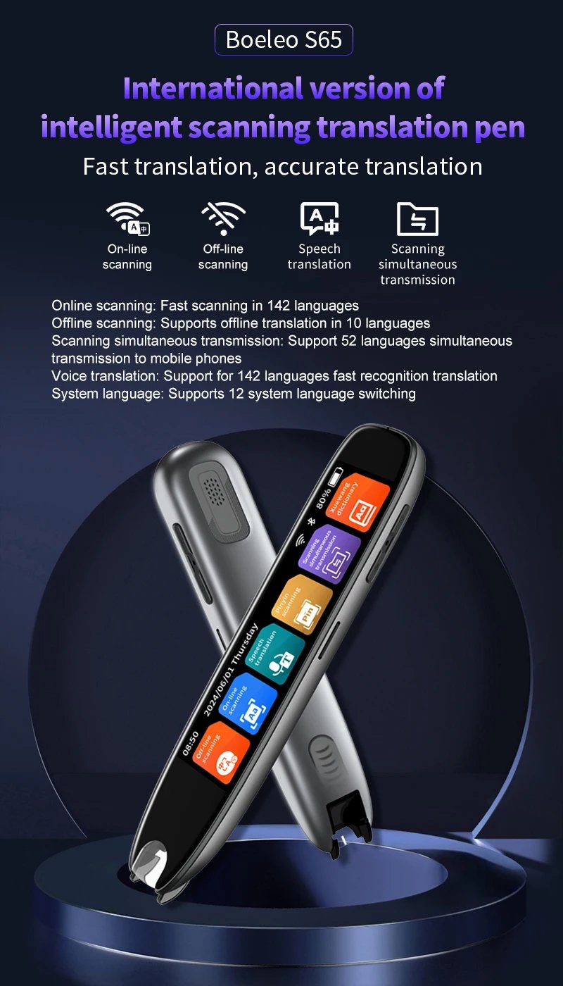Translation Pen Scanner Reading Pen 142 Translation pens Ai pen Text Speech Smart Recording Pen Voice Text Extract Translator