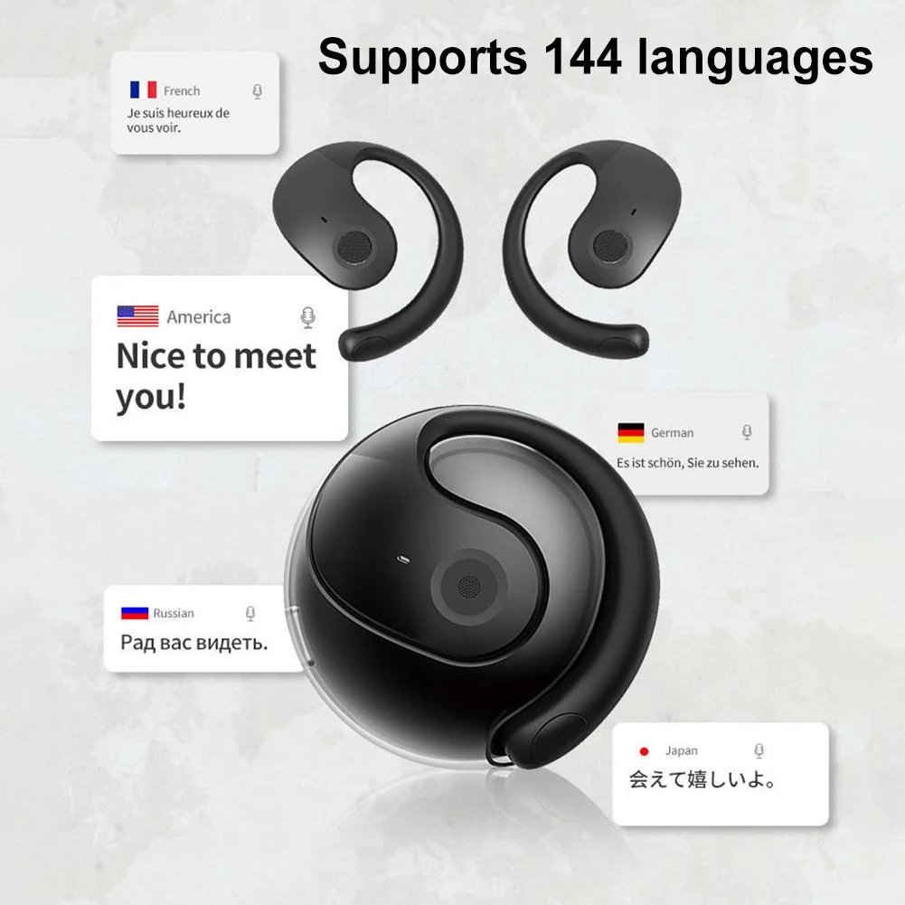 Wireless BT AI Translation Earbuds 99% Accuracy 144 Languages Translator Earbuds Translator Device Ideal for Travel and Business