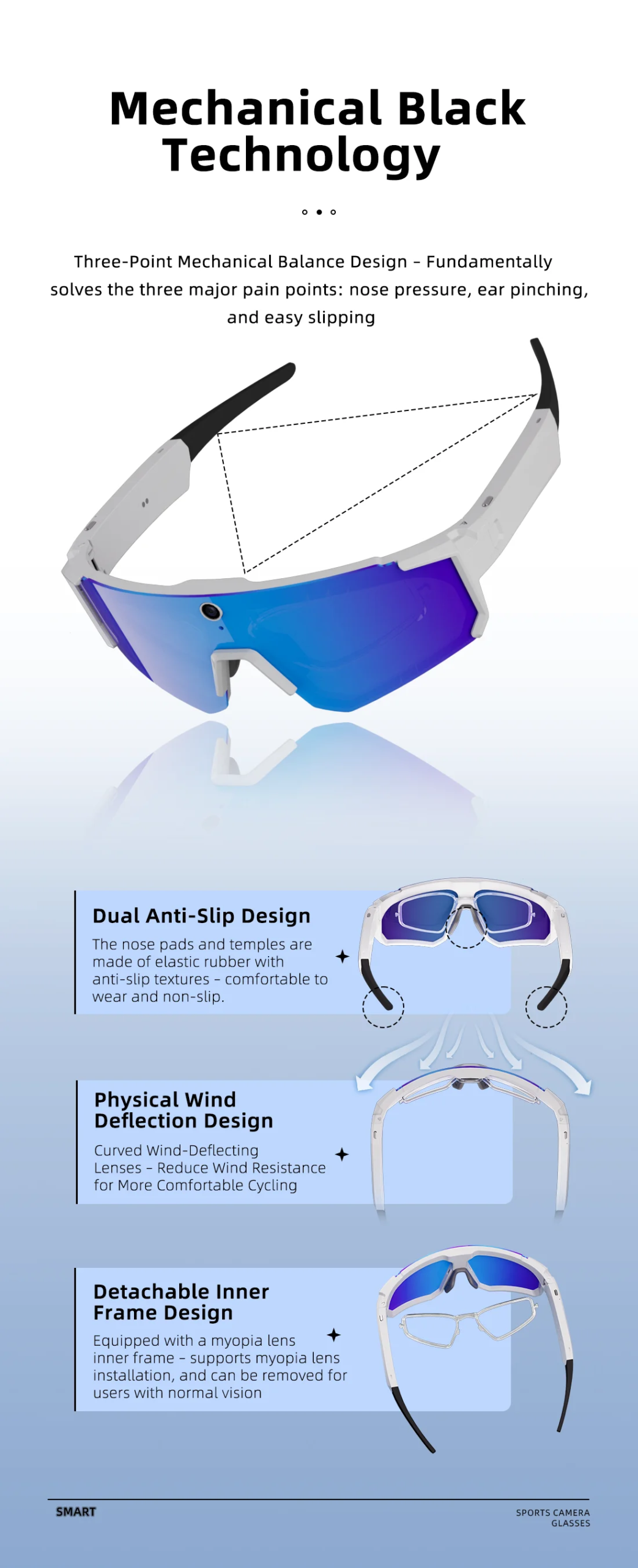 New AI smart shooting&recording glasses with 800W camera, HD anti-shake bicycle riding shooting artifact, windproof goggles 2026