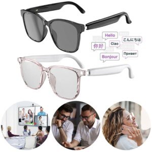 AI translation glasses with 144 - language simultaneous interpretation,real-time recording,writing,translation,listening and spe