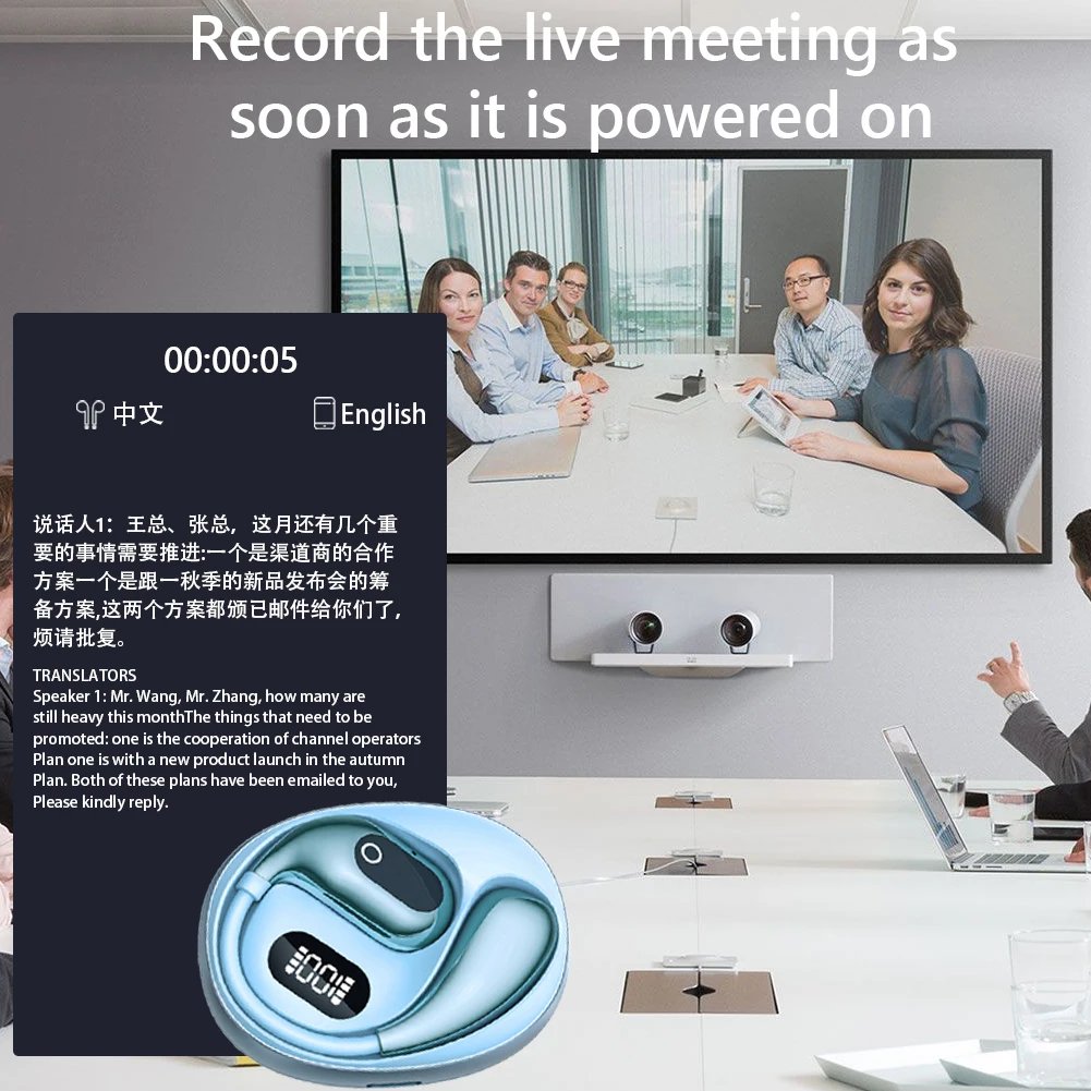 AI Real Time AI Translator Earbuds Bluetooth-Compatible 5.3 Smart Voice Translator Translator Headset for Sports Business Travel