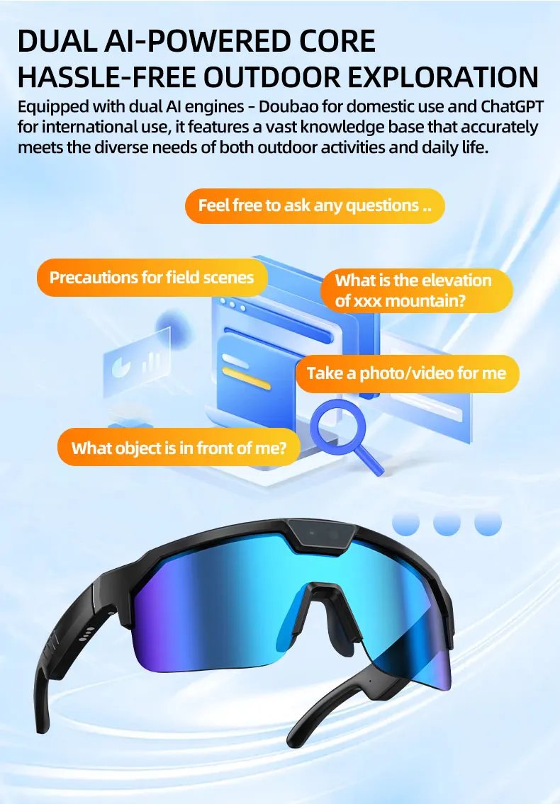 2026 New AI Smart Shooting&Recording Glasses with 800W Camera HD Anti-shake Bicycle Riding Shooting Artifact Windproof Goggles