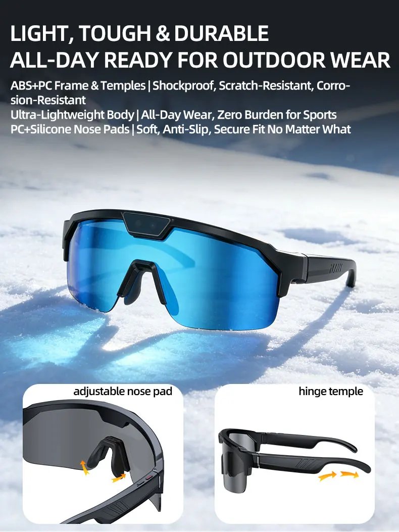 2026 New AI Smart Shooting&Recording Glasses with 800W Camera HD Anti-shake Bicycle Riding Shooting Artifact Windproof Goggles