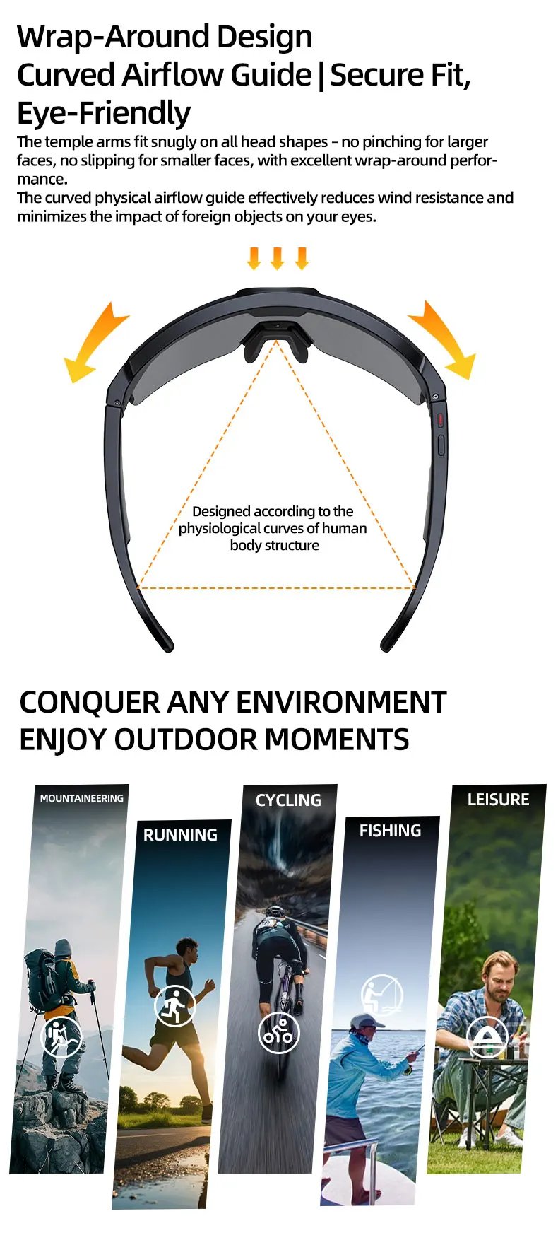 2026 New AI Smart Shooting&Recording Glasses with 800W Camera HD Anti-shake Bicycle Riding Shooting Artifact Windproof Goggles