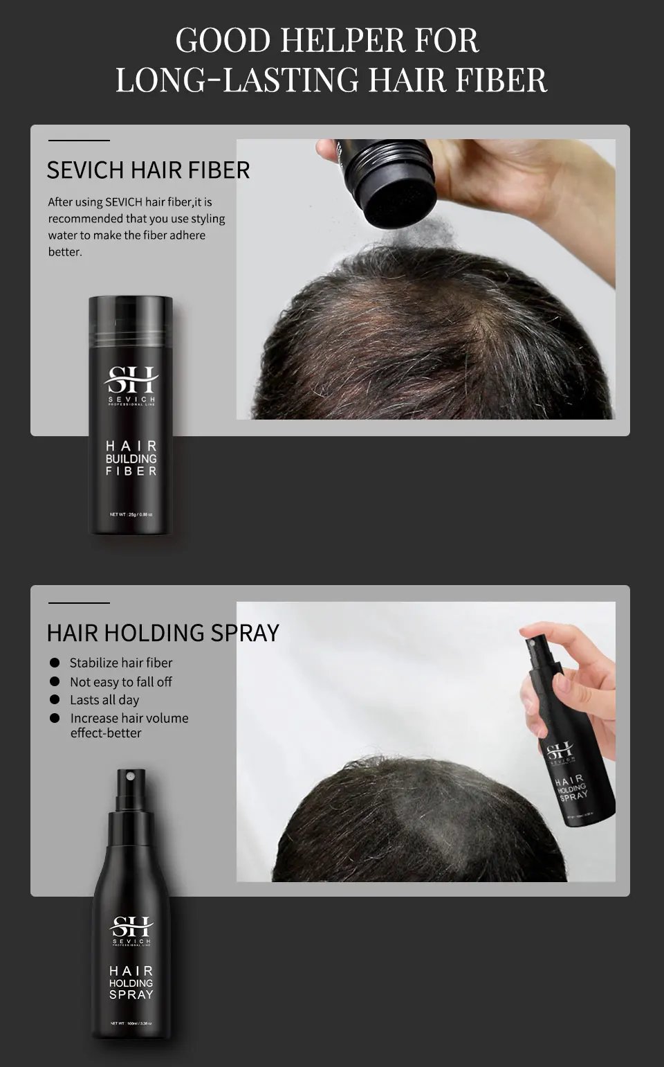 3pcs Hair Fibers Set Keratin Hair Building Styling Powder Hair Loss Instant Regrowth Thickening Powders Hairline Beard Filling