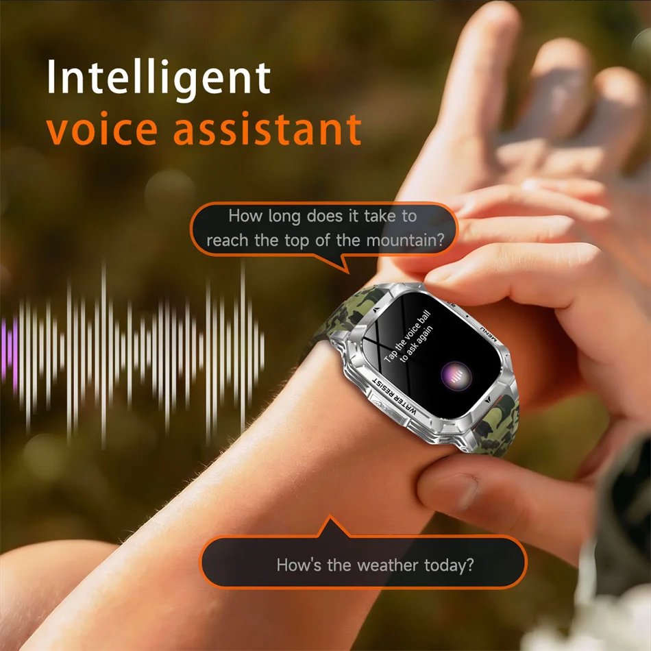 2026 New 1400mAh Battery Outdoor Military Sports SmartWatch IP68 Waterproof Flashlight Bluetooth Call Health Monitor Smartwatchs