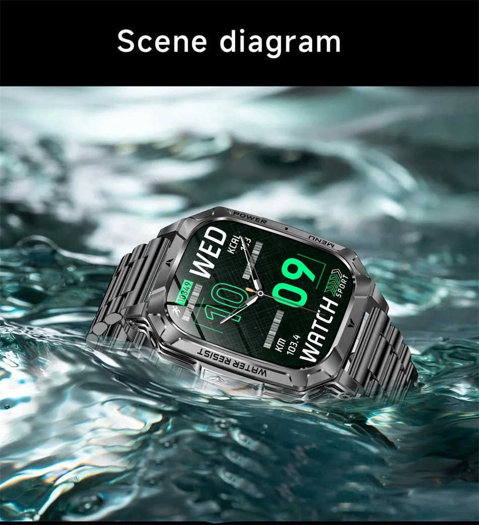 2026 New 1400mAh Battery Outdoor Military Sports SmartWatch IP68 Waterproof Flashlight Bluetooth Call Health Monitor Smartwatchs