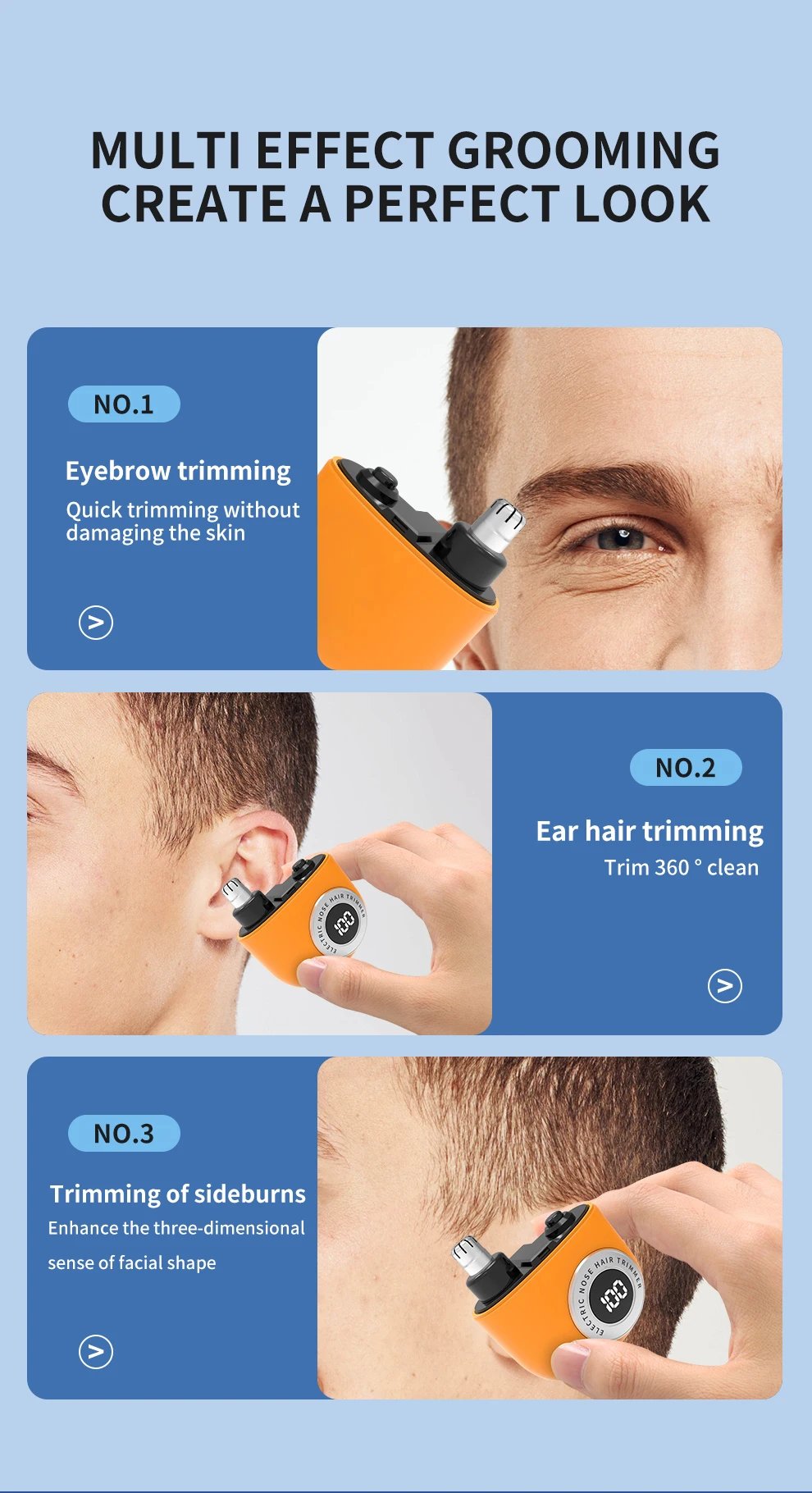 Electric Nose Hair Clipper Rechargeable Automatic Shaving Nose Trimmer Unisex Professional Washable Painless Nose Hair Trimmer