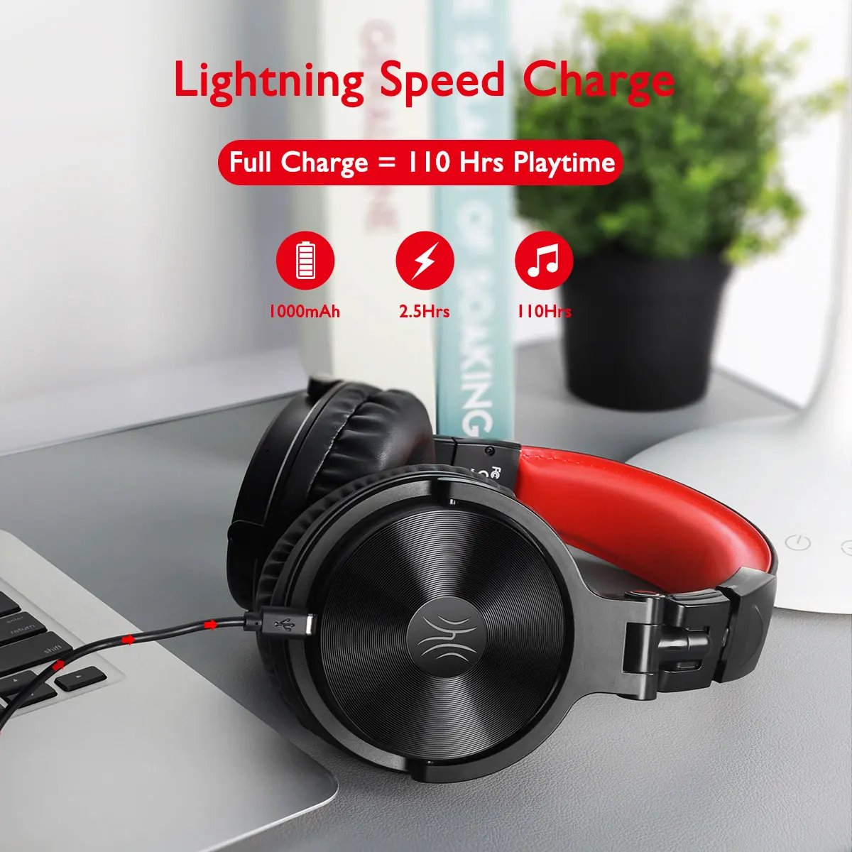 Oneodio Pro-M High-fidelity Wireless Headphones Stereo Gaming Headset with Mic 110H Playtime Foldable Bluetooth Headphones