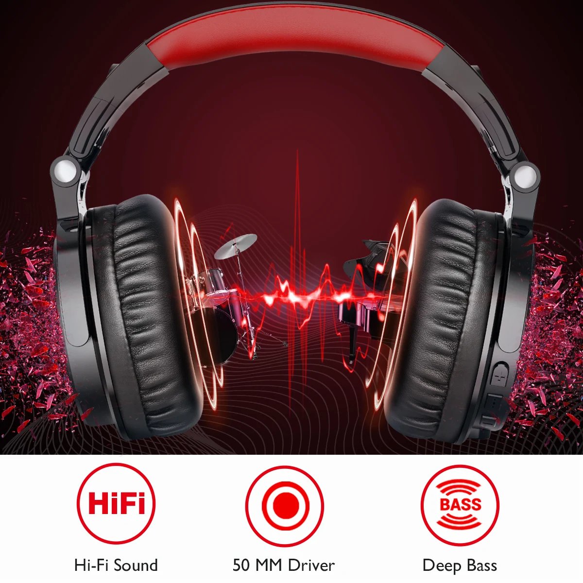 Oneodio Pro-M High-fidelity Wireless Headphones Stereo Gaming Headset with Mic 110H Playtime Foldable Bluetooth Headphones