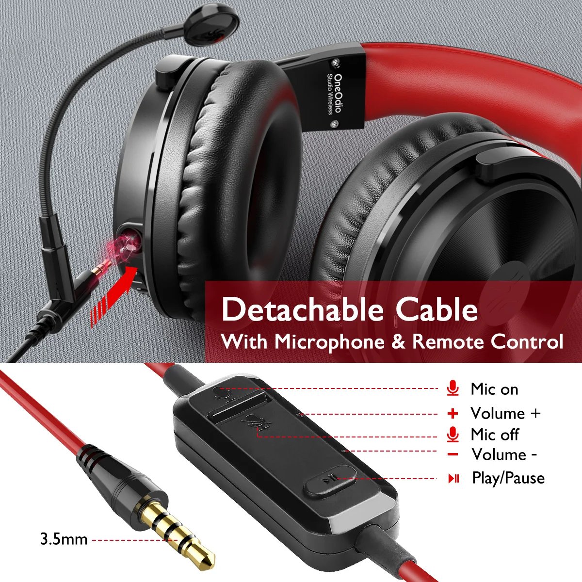 Oneodio Pro-M High-fidelity Wireless Headphones Stereo Gaming Headset with Mic 110H Playtime Foldable Bluetooth Headphones