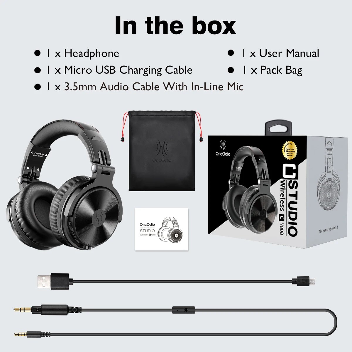 Oneodio Pro-M High-fidelity Wireless Headphones Stereo Gaming Headset with Mic 110H Playtime Foldable Bluetooth Headphones