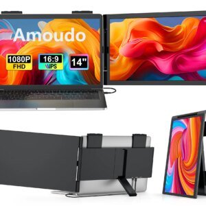 Amoudo Monitor Laptop "1080P FHD Laptop Monitor for Laptop/PC/Mac/PS345/x-Bo with Smart Cover extension dry Monitor