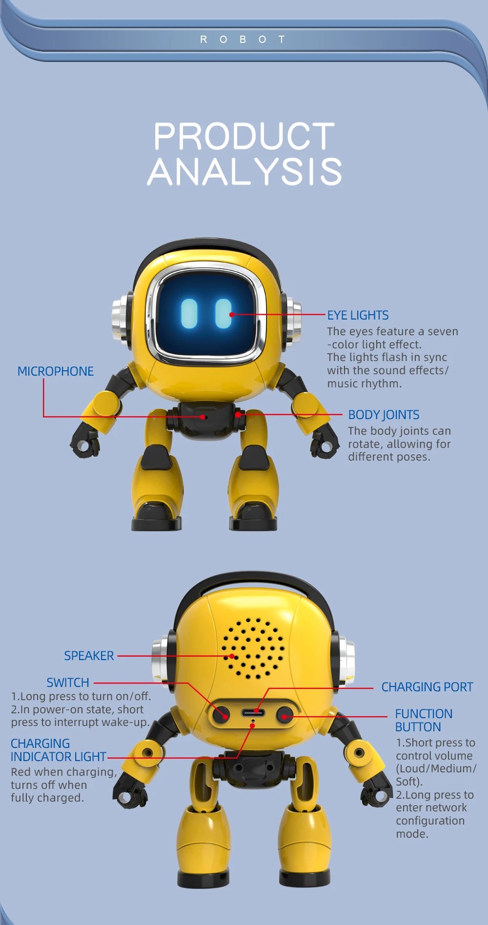 DeepSeek AI Spanish Version Intelligent Robot Kids Toy Voice Interactive Dialogue Educational Desktop Toy With Smart Conversatio