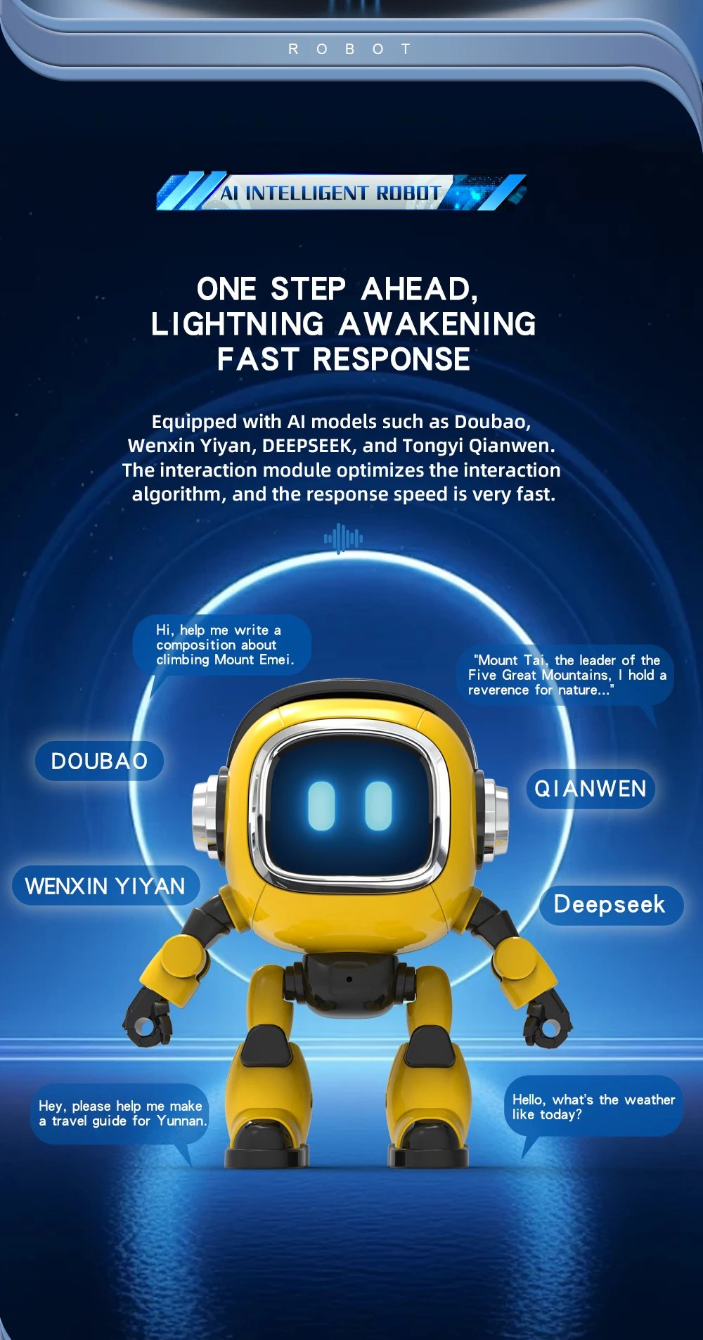DeepSeek AI Spanish Version Intelligent Robot Kids Toy Voice Interactive Dialogue Educational Desktop Toy With Smart Conversatio