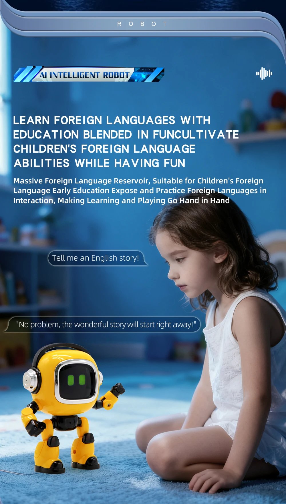 DeepSeek AI Spanish Version Intelligent Robot Kids Toy Voice Interactive Dialogue Educational Desktop Toy With Smart Conversatio