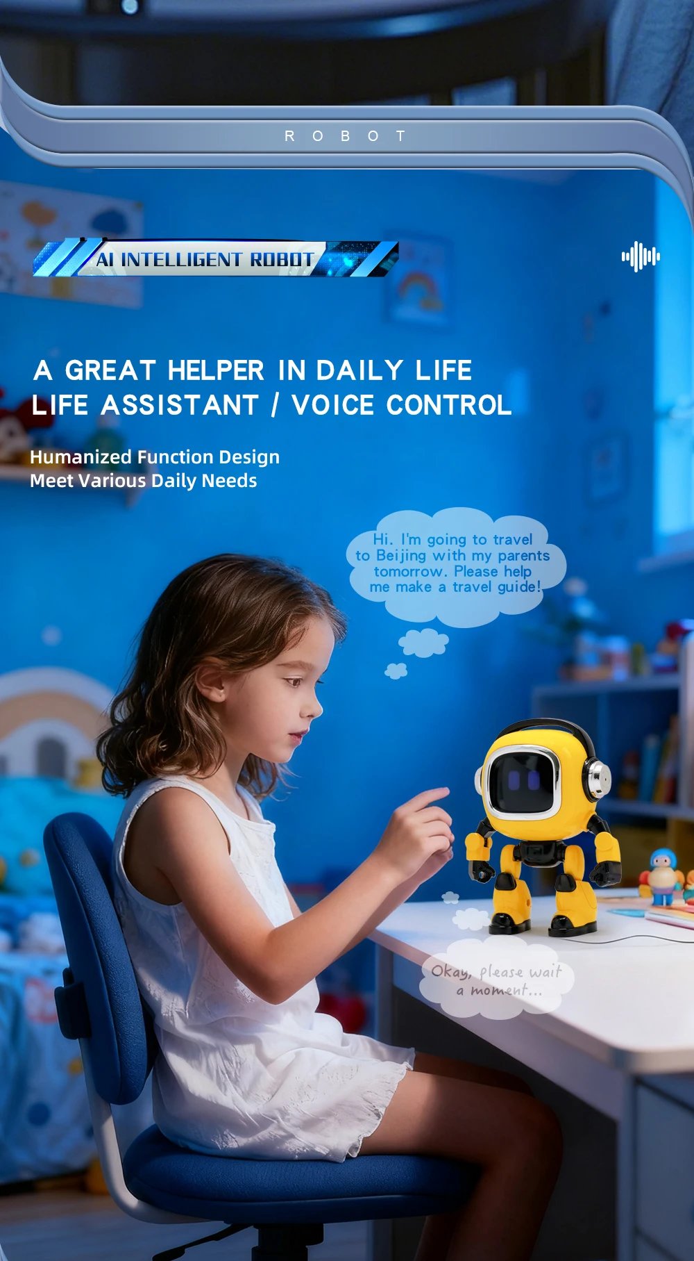 DeepSeek AI Spanish Version Intelligent Robot Kids Toy Voice Interactive Dialogue Educational Desktop Toy With Smart Conversatio